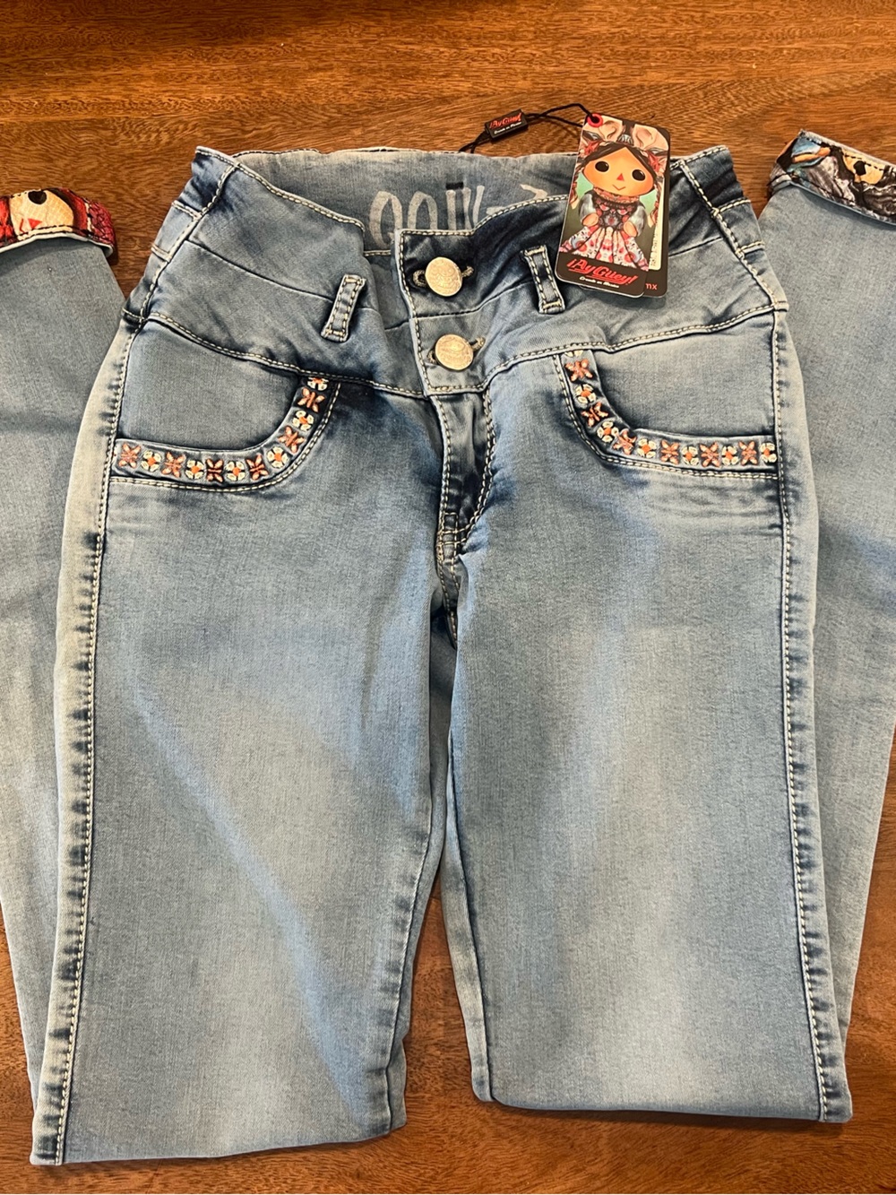 Light Blue Embroidered Pocket Women’s Jeans by Ay Guey